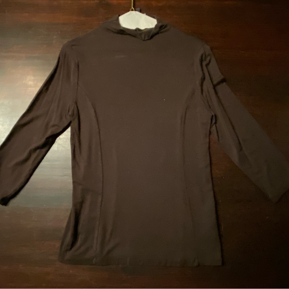 Anne Klein Women’s Chocolate Brown 3/4 Long Sleeve Mock Turtleneck, size small